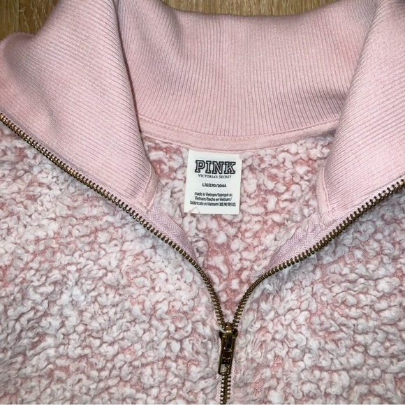 Pink Victoria's Secret Fleece Sweater | half zip pullover | Size Large - Picture 3 of 9